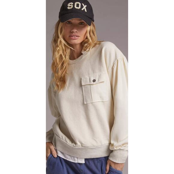 T.La From Anthropologie Pocket Pullover in Ivory. Size S. NWT - Picture 6 of 7